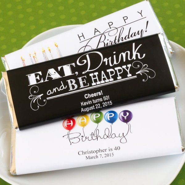 Adult Birthday Party Favors - Personalized Hershey's Chocolate Bar Favors